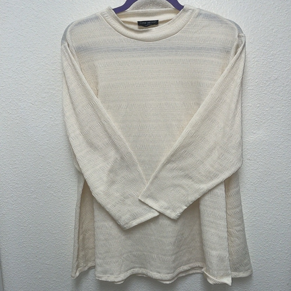 Lane Bryant Size 18 20 Light Cream Colored 3/4 Sleeve Pullover Top Blouse